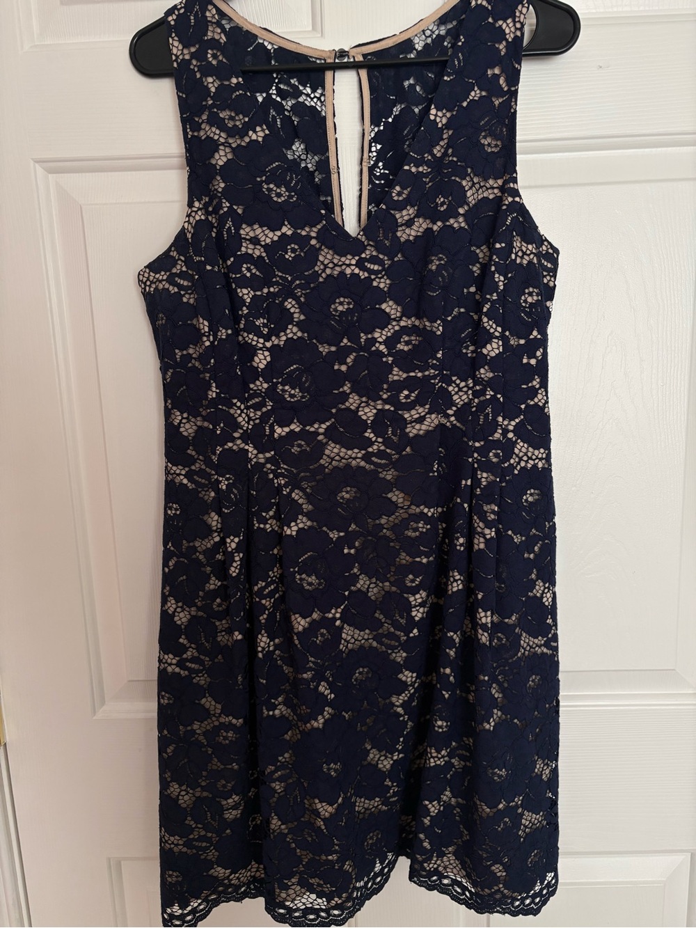 Vince Camuto Navy Lace Fit & Flare Dress Size 12 – Sleeveless Cocktail Dress